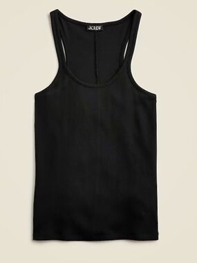 NWT- J.Crew Fine rib racerback tank top in Black, Sz Medium